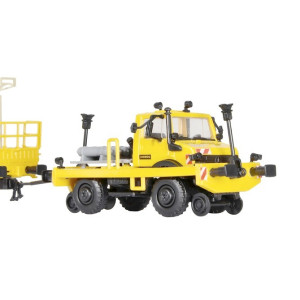 Unimog drogowo - torowy z wagonem i ładunkiem KIBRI 16062