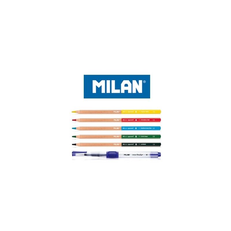Kredki akwarelowe 6 kolorów pędzel wodny Milan BWM10401