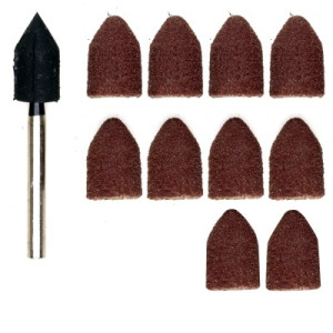 Kapturki szlifierskie 9x13 Proxxon gr 80, 150 korund + trzpień [11 cz], PR28987