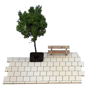 Chodnik z płyt 50 x 50 cm, drzewo i ławka, KoTeBi, KTB087623