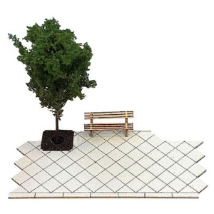 Chodnik z płyt 50x50, karo, drzewo, ławka, KoTeBi, KTB087624