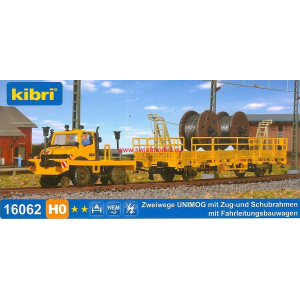 Unimog drogowo - torowy z wagonem i ładunkiem KIBRI 16062