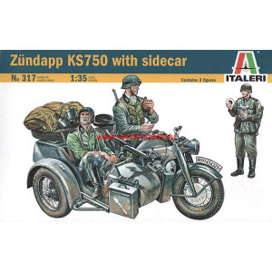 Niemiecki motocykl Zundapp KS750 z koszem Italeri 0317